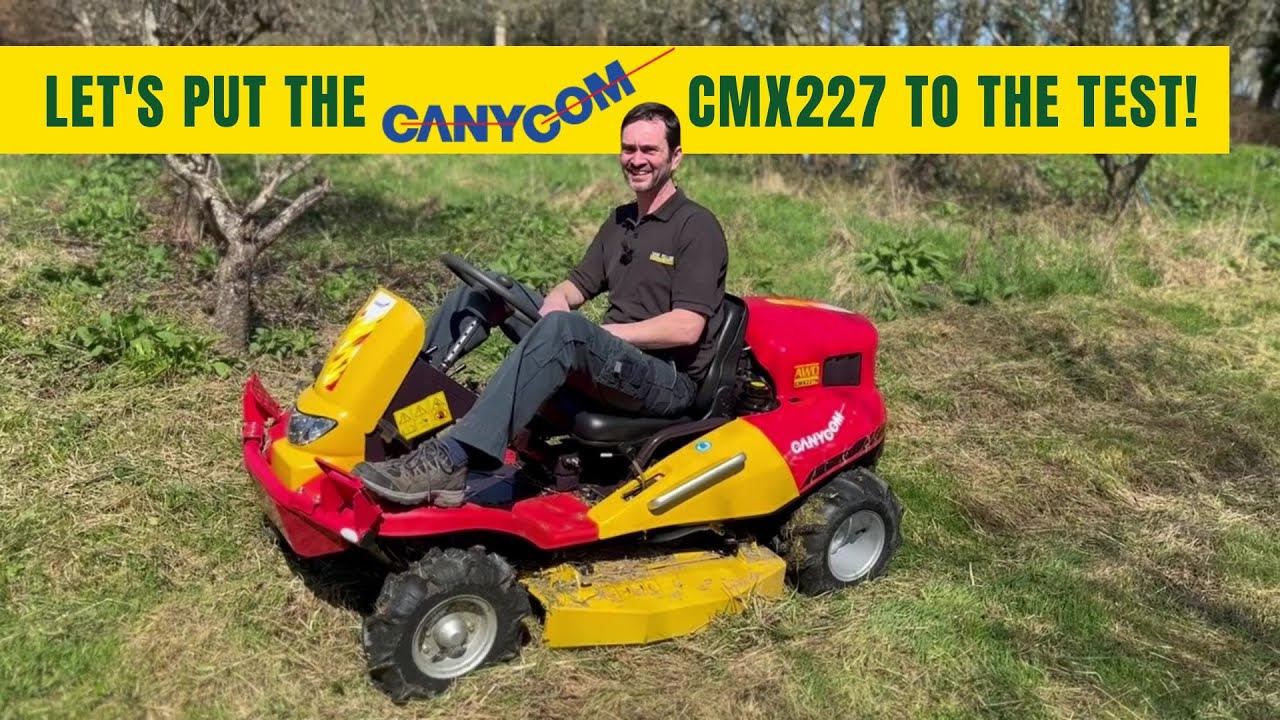 Mowing an overgrown orchard using the all terrain Canycon CMX227 brushcutter mower