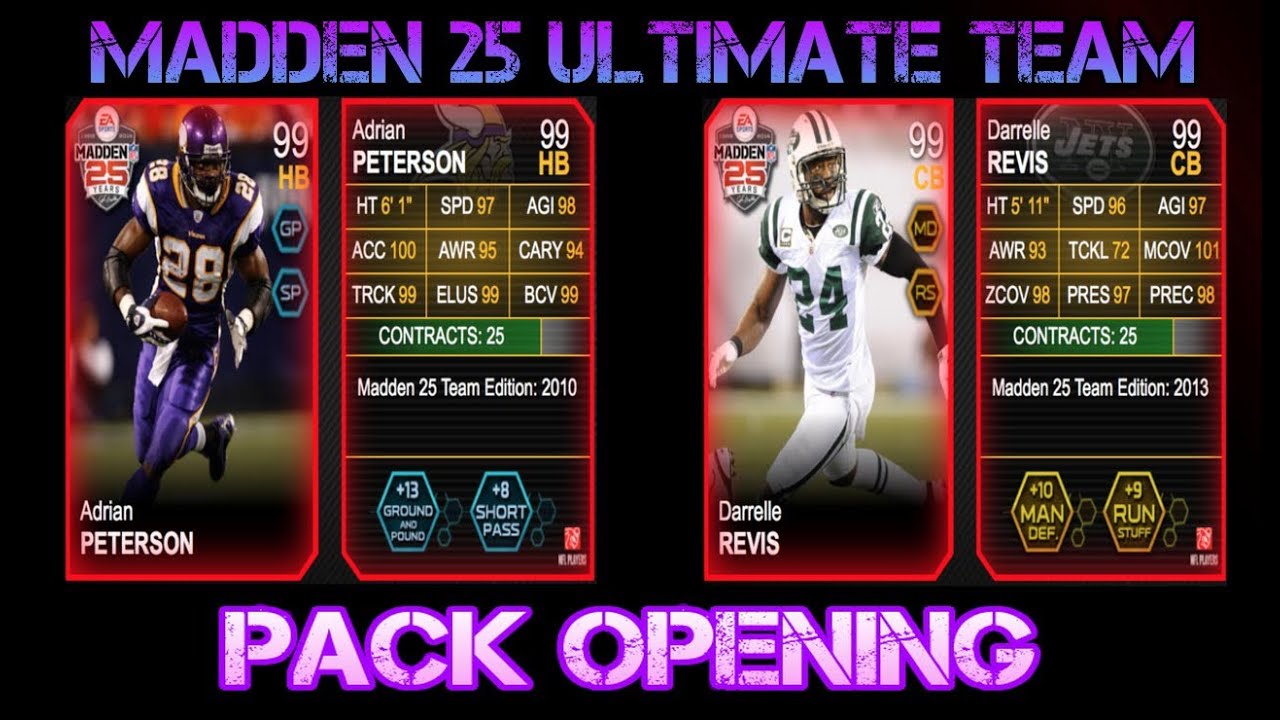 MUT 25 - 99 Overall Revis & Adrian Peterson Pack Opening
