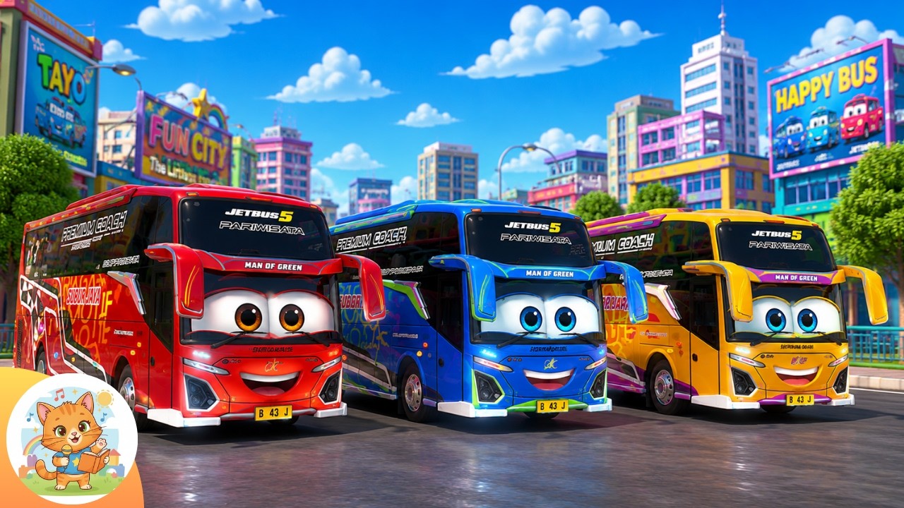 Bus Nakal Beep Beep Beep 🚌🚨 - Lagu Anak Balita Lucu Animasi 3d Populer | Roda Roda Bus Berputar