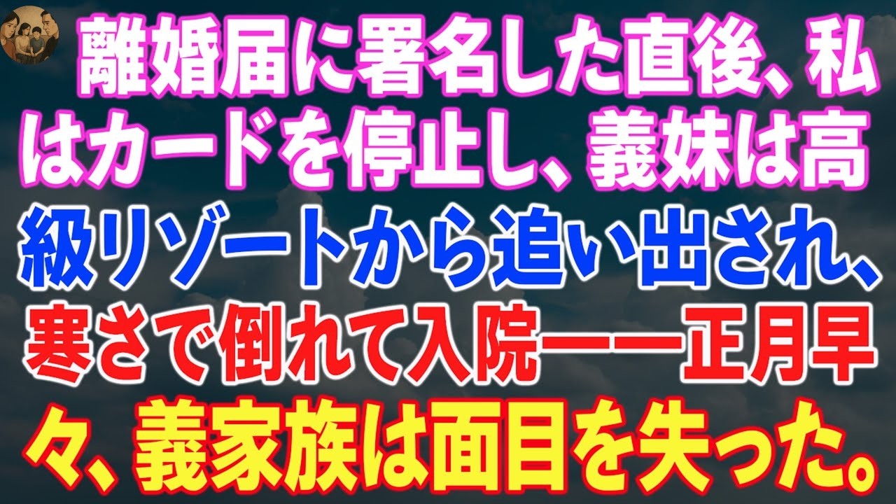離婚届に署名した直後、私はカードを停止し、義妹は高級リゾートから追い出され、寒さで倒れて入院——正月早々、義家族は面目を失った。