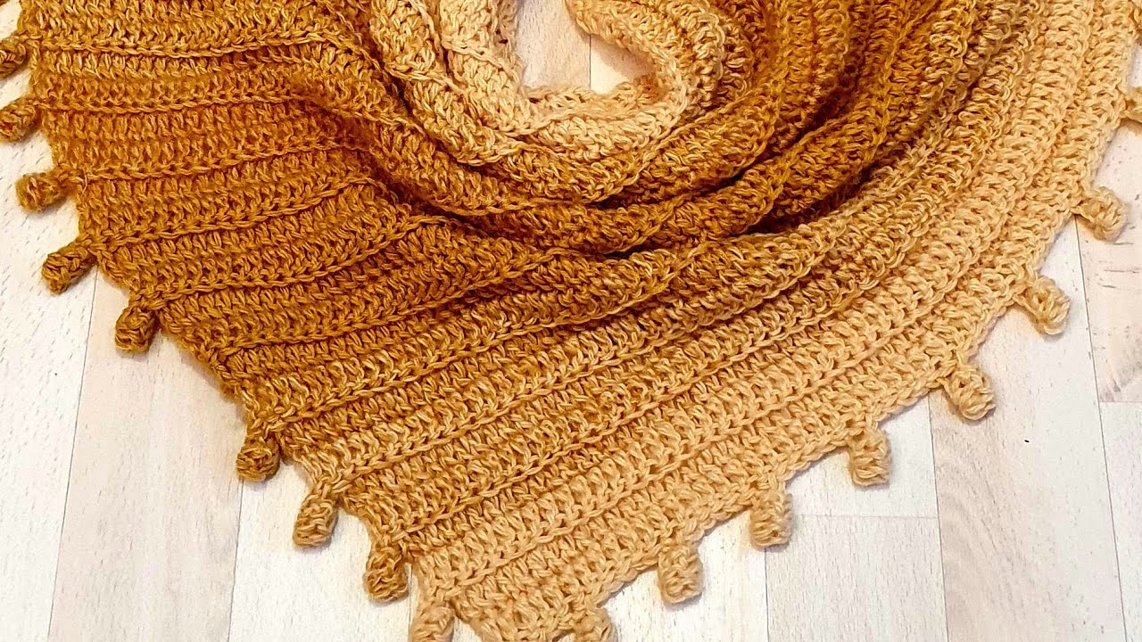 Crochet Easy Triangle or Baktus wrap shawl pattern
