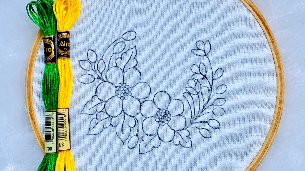 EASY FLORAL HAND EMBROIDERY DESIGN FOR BEGINNERS 