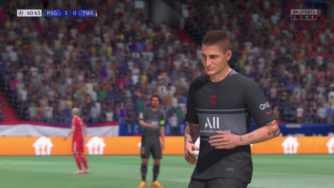 FIFA 22, 4k UHD gameplay, 3 local players coop mode - Paris Saint Germain vs. FC Twenty