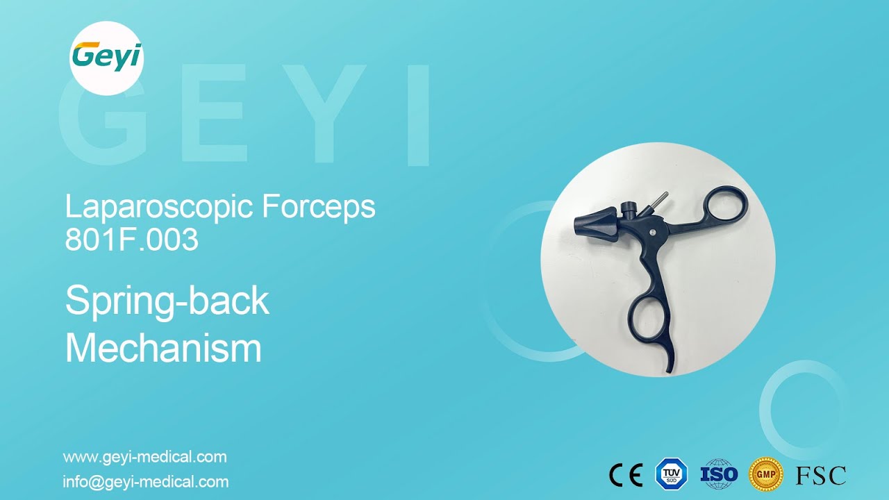 Black handle with spring-back mechanism -Geyi Medical laparoscopic forceps 801F.003
