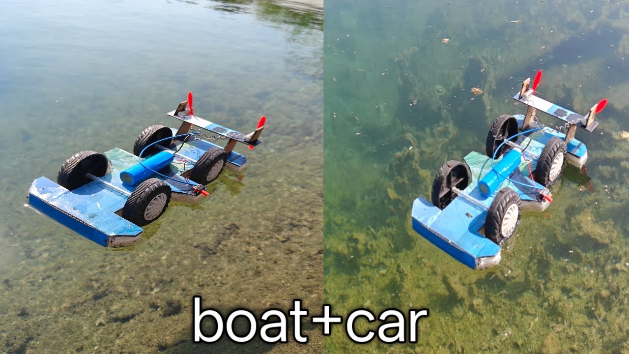 DIY DC Motor Powered Car Boat | Dual Land & Water Vehicle |santhu crazy creation