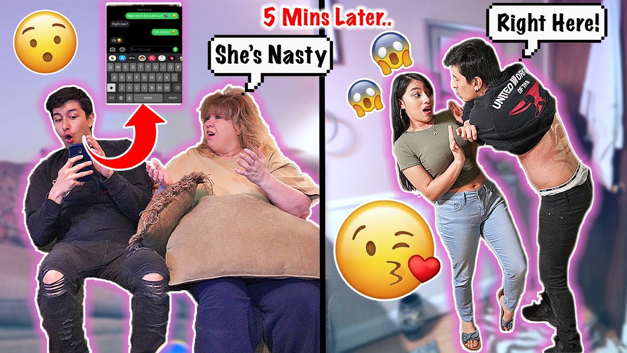 SENDING DIRTY TEXT MESSAGES TO MY BOYFRIEND IN FRONT OF HIS MOM!