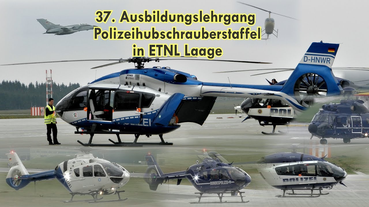 [HD]  Polizeihubschrauber-Formation Landung in ETNL Laage , 37. Ausbildungslehrgang