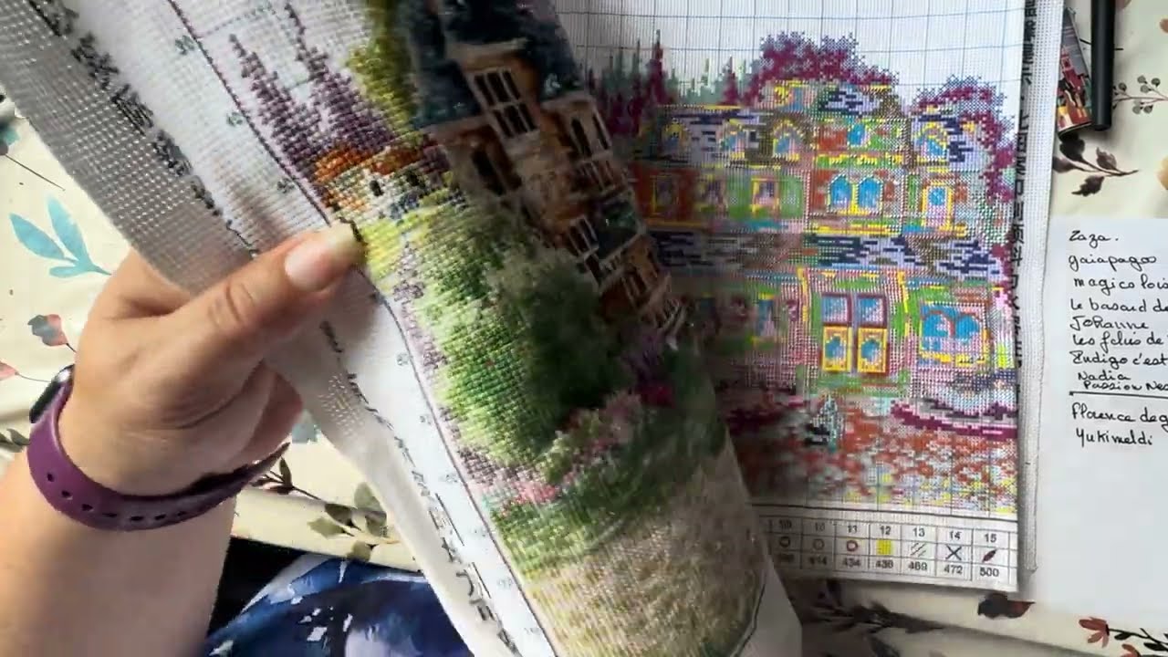 European town, on repart sur le chemin … 😁#crossstitch #pointdecroixestampe  Fram 1 week16