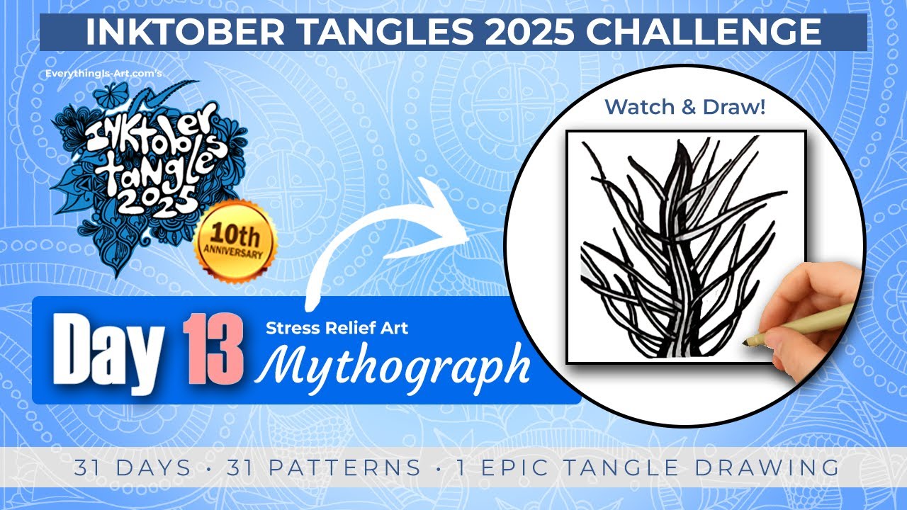 Day 13: Mythograph | Inktober Tangles 2025 Challenge ✨ Create Your Own Legend