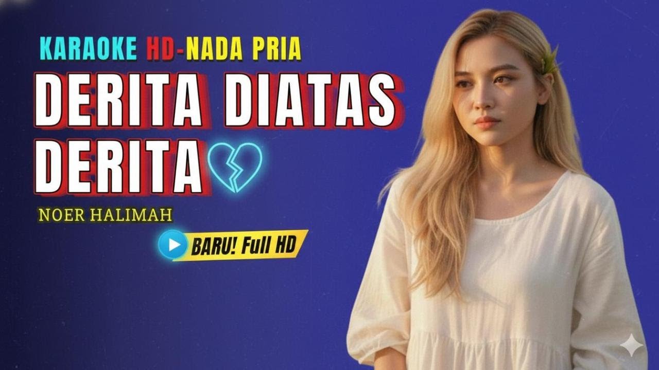 DERITA DIATAS DERITA – Noer Halimah | Karaoke HD Nada Pria | Tanpa Vokal | Lirik