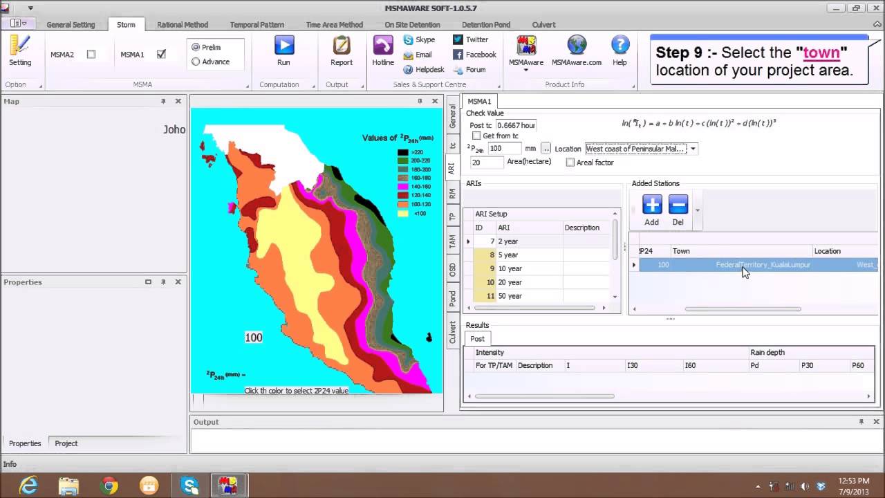 Design Storm (MSMA 2000), Prelim mode