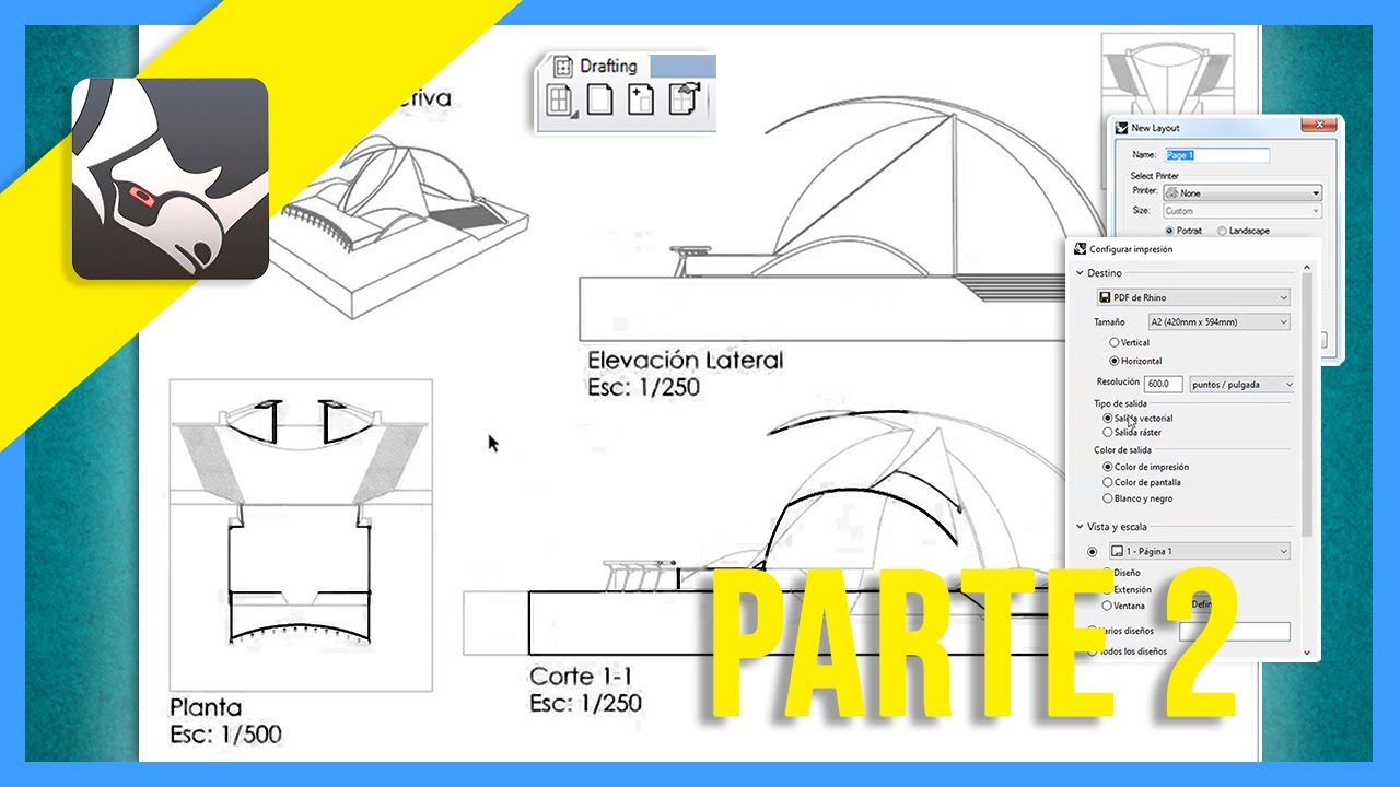 Cómo generar cortes para planos en Rhinoceros 3D parte 2