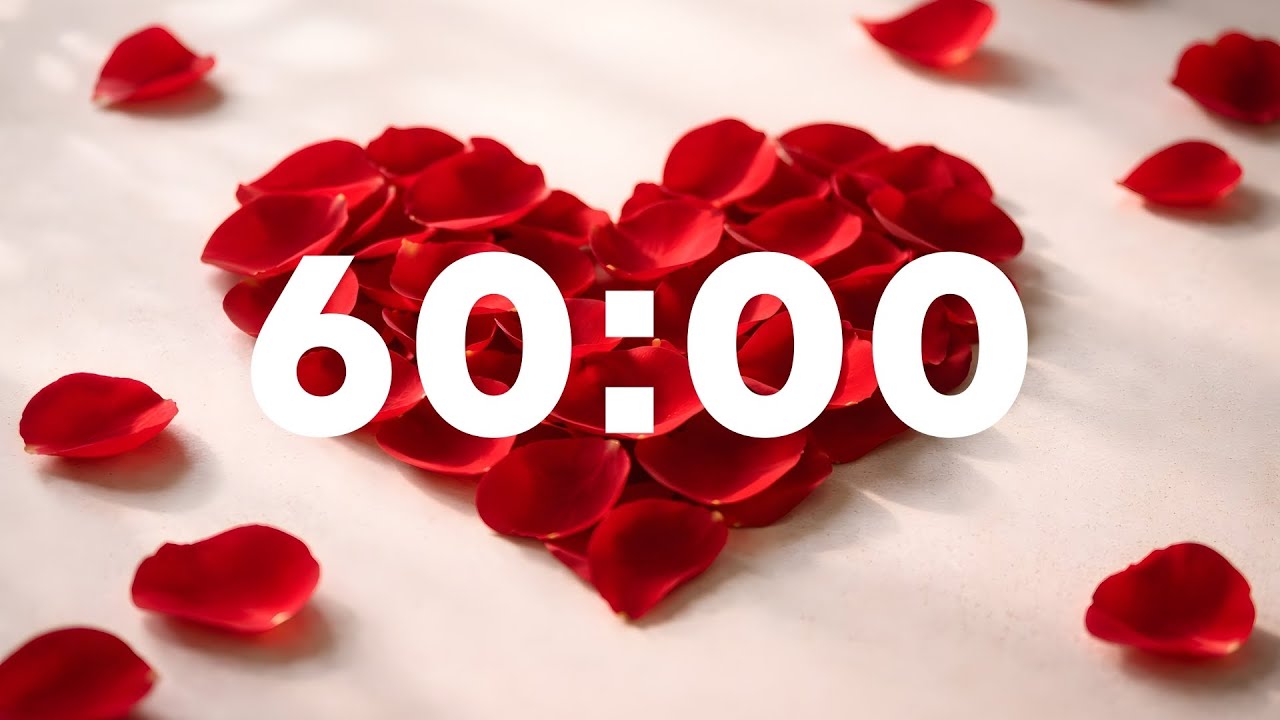 60 Minute Pomodoro Timer with Calm Guitar Music | Valentine Study & Work