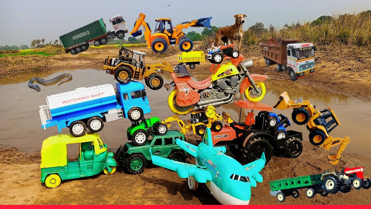  Truck Accident DeepRiver Pulling Out JCB 3DX SonalikaMahindraTractor? l Toy video