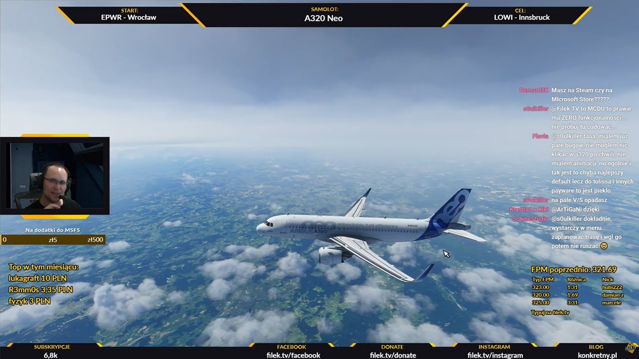 Microsoft Flight Simulator 2020 - testy A320 Neo - Wrocław - Innsbruck [nieprofesjonalny][archiwum]