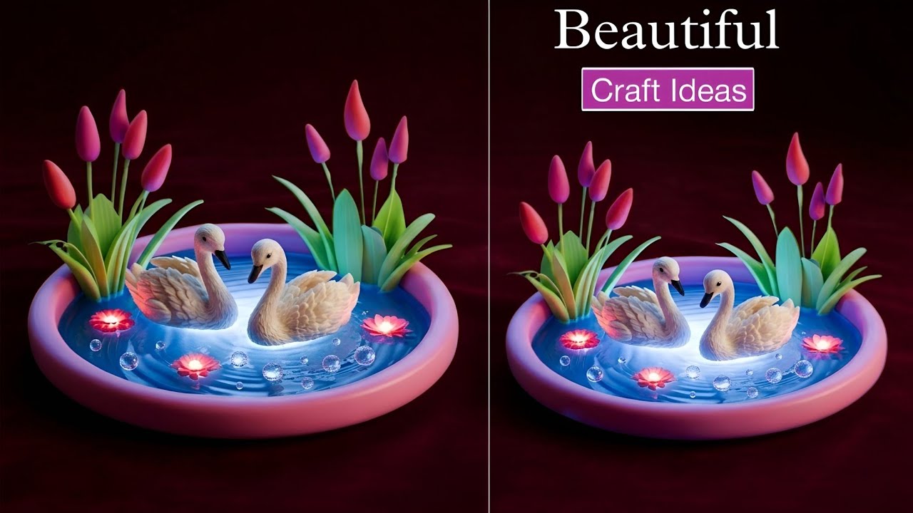 Beautiful Swan Pond Craft Using Cardboard | Best Out of Waste DIY Home Decor 🦢✨