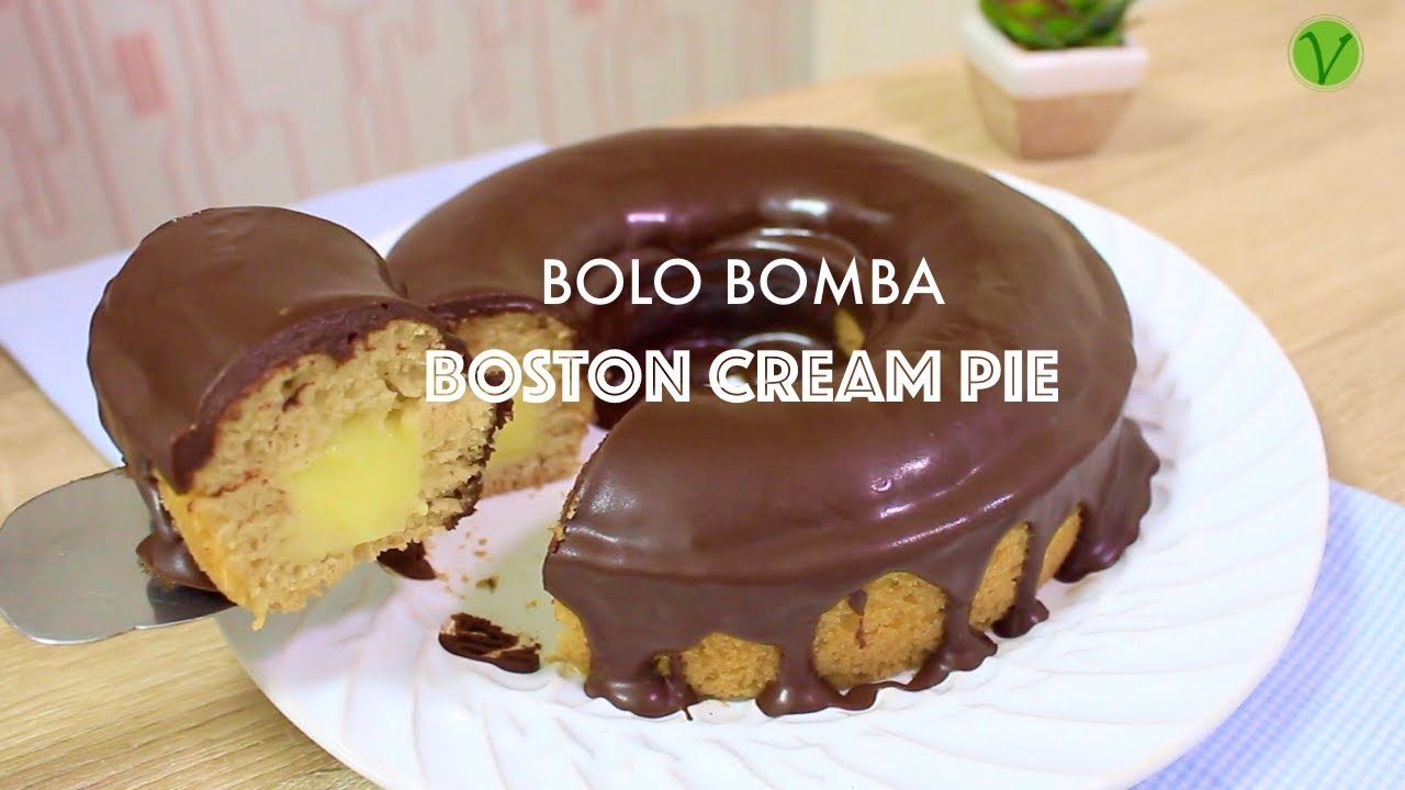 BOLO BOMBA BOSTON CREAM PIE VEGANO #596 | Receitas da Mussinha