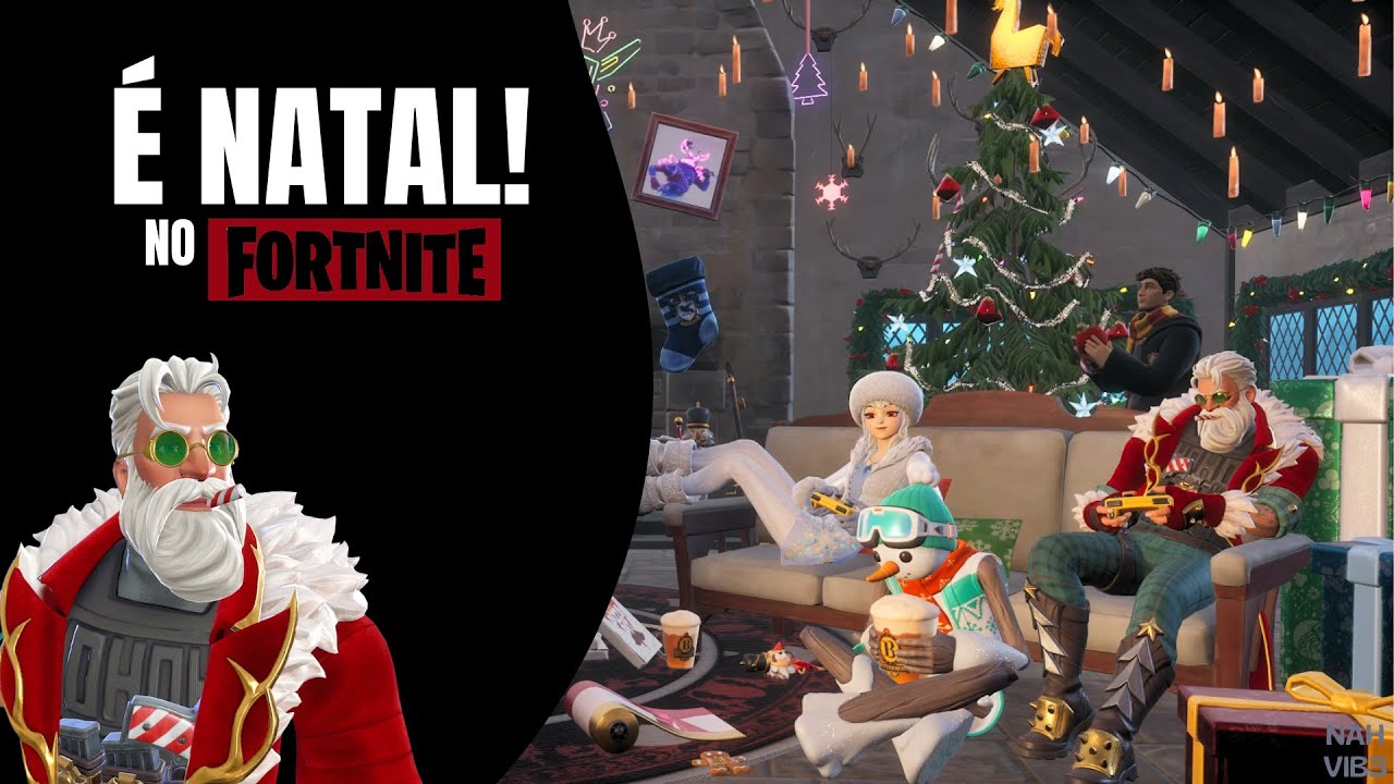 Chalé de Natal do Fortnite 🎄🎁 Abri DOIS Presentes, mas era para ser UM 😱 