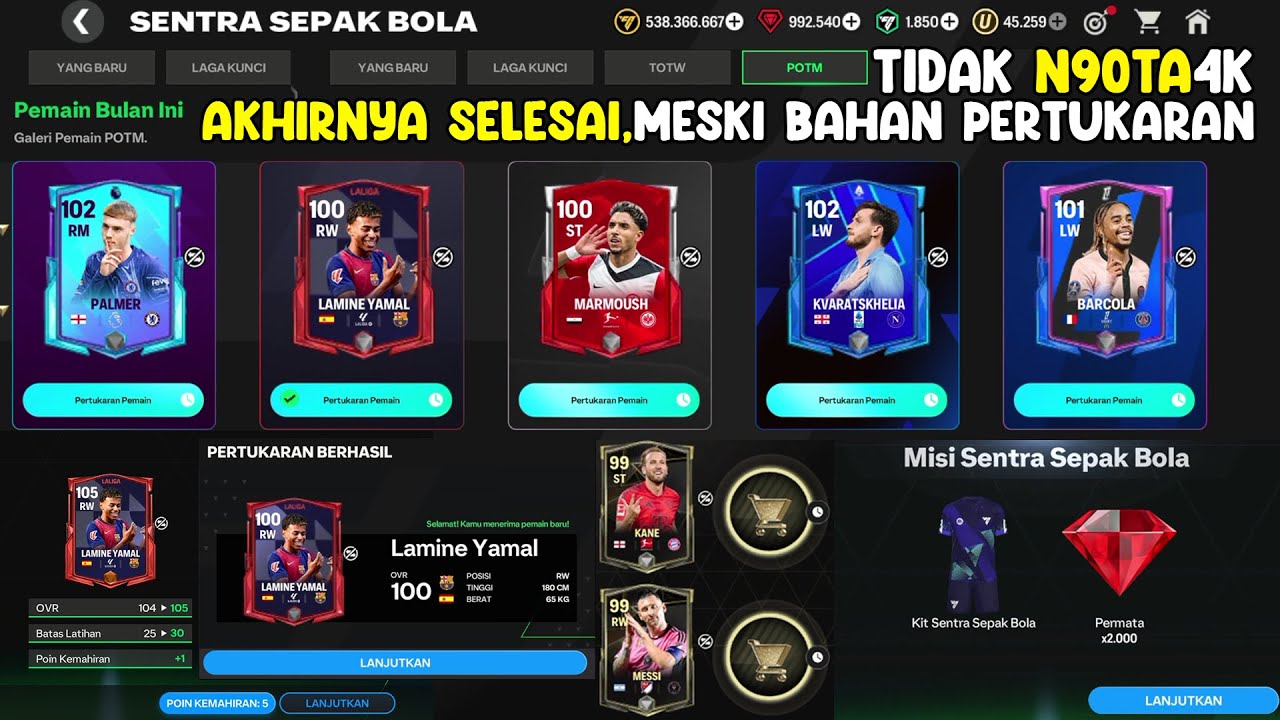 CARA MENDAPATKAN PEMAIN POTM 25 & CARA MENYELESAIKAN MISI SENTRA SEPAK BOLA PEMAIN POTM FC MOBILE 25