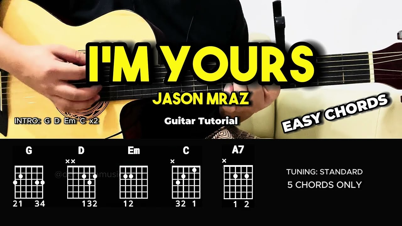 I'm Yours - Jason Mraz | Easy Guitar Tutorial For Beginners (CHORDS & LYRICS) #guitarlesson