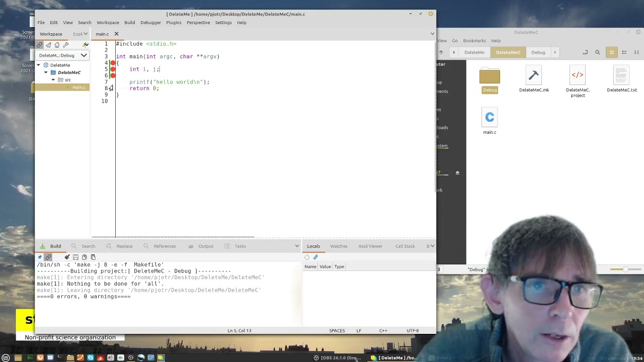 How to use CodeLite to debug C programs