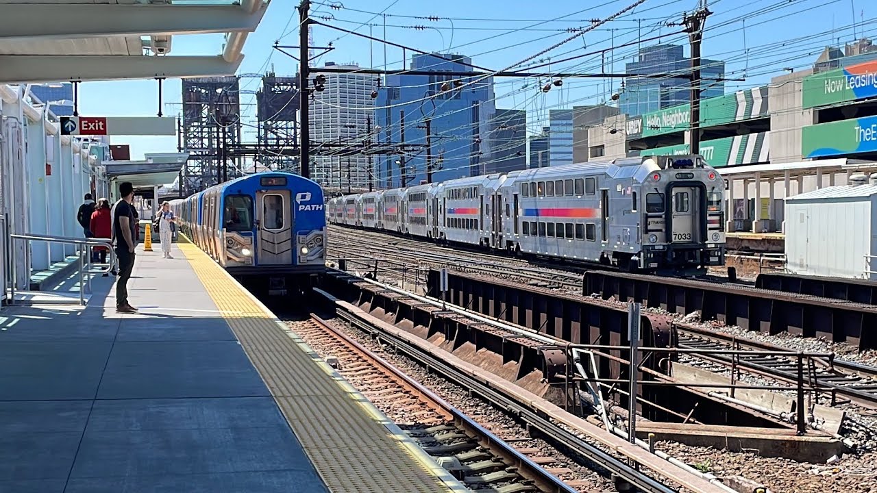 Amtrak, NJT transit, PATH train action @Harrison Station