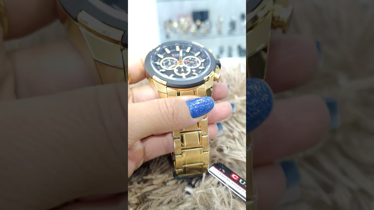 RELOGIO CURREN ORIGINAL MASCULINO DOURADO