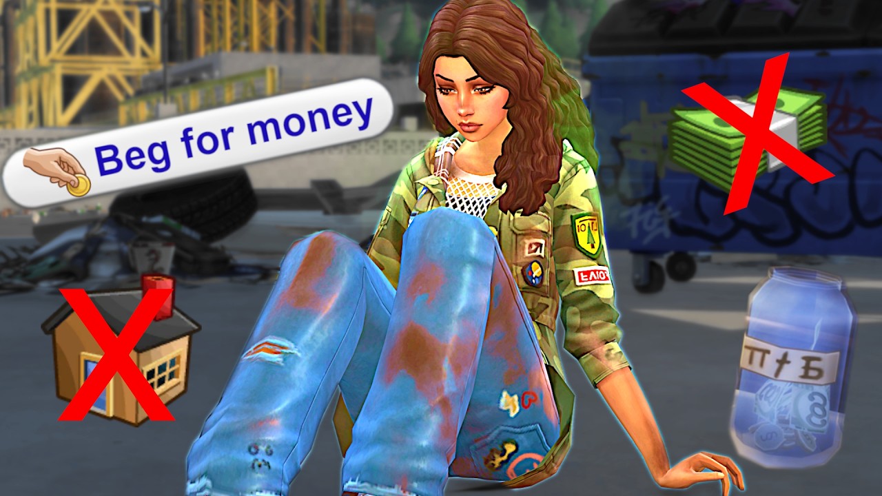 Жить на улице и попрошайничать! // Испытание для бездомных в Sims 4