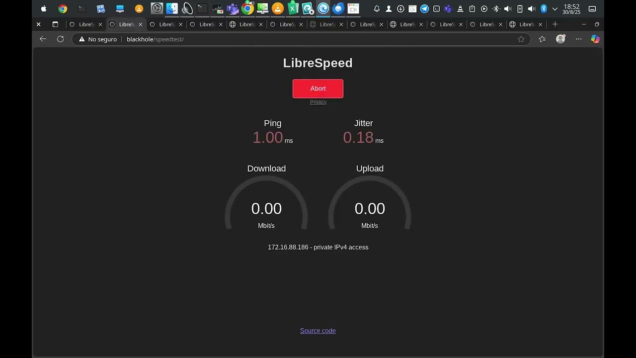 pruebas de #librespeed en servidor #linux #slackware64
