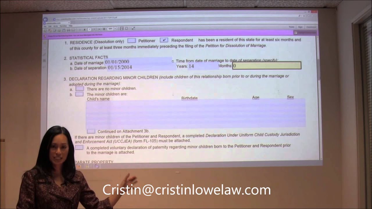How to fill out California Divorce Form FL-120 (2014)