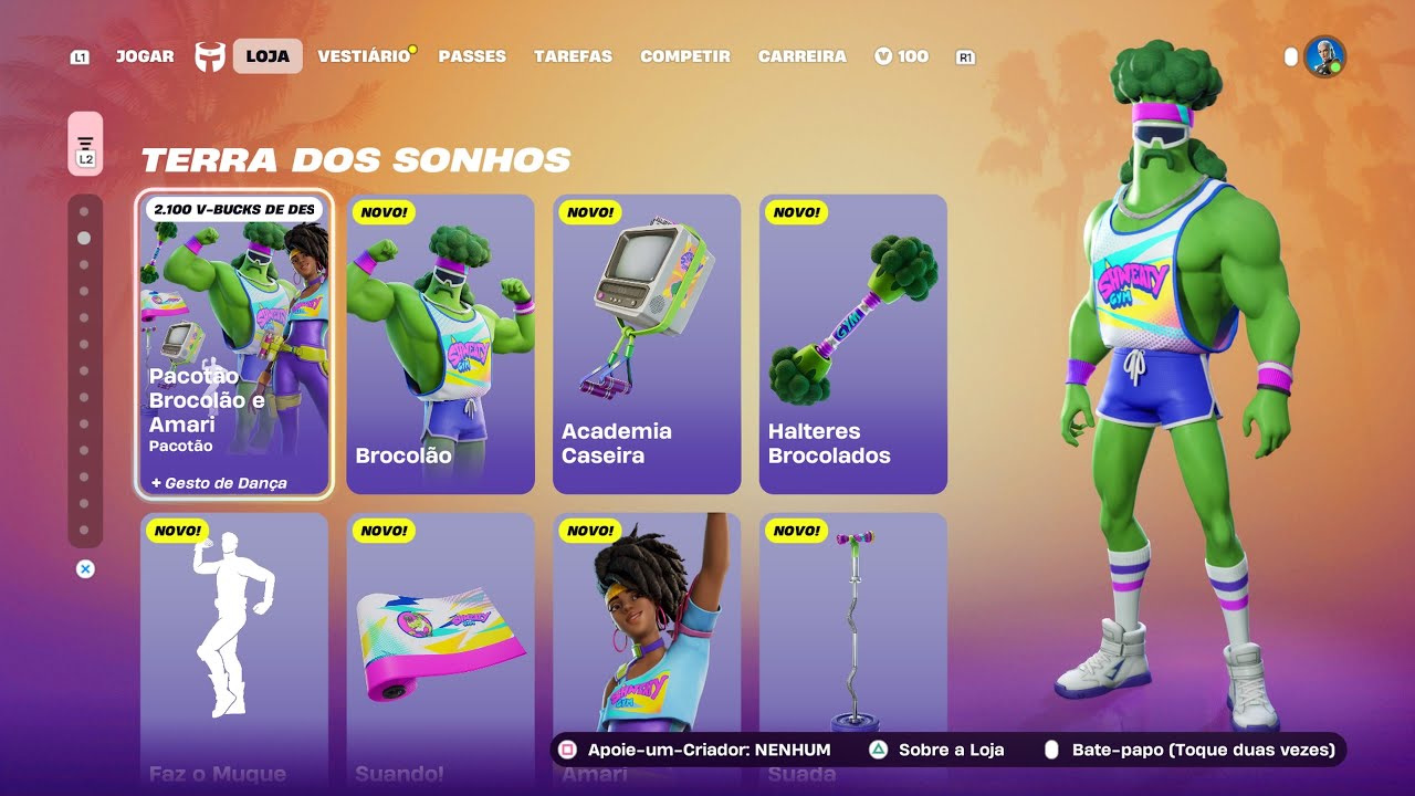 NOVO PACOTÃO BROCOLÃO E AMARI, E PACOTE PEIXASSINO VOLTOU APÓS 2 ANOS! - LOJA FORTNITE - 11/01/2026