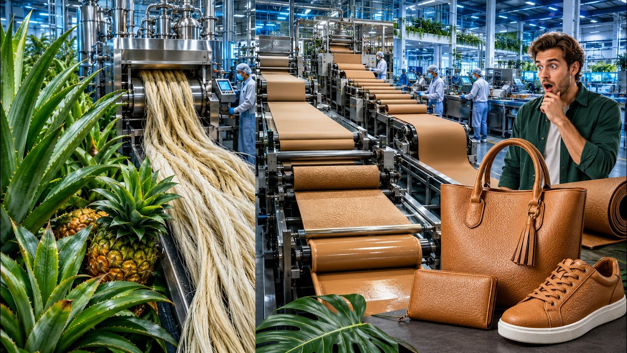 Inside a Vegan Leather Factory: From Pineapple Leaves Processed Into Bags & Shoes (Full Process)