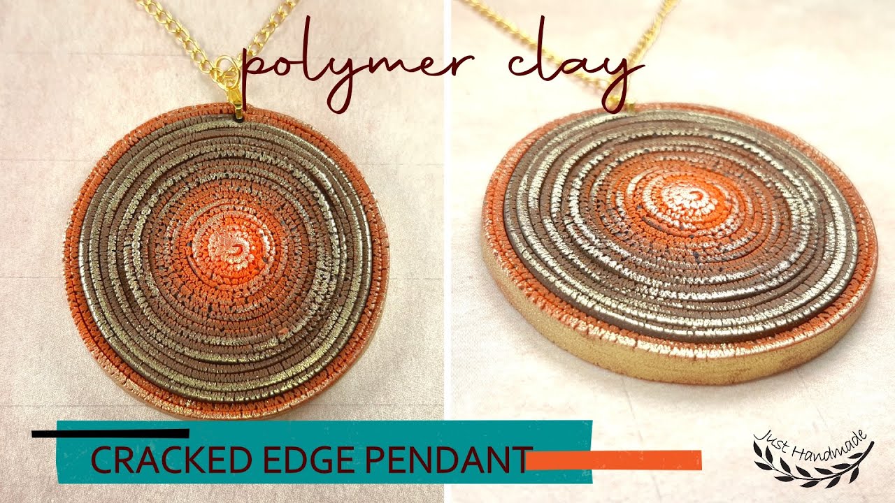 ~JustHandmade~ Easy to make polymer clay CRACKED EDGE pendant - tutorial / EXTRUDER idea / DIY
