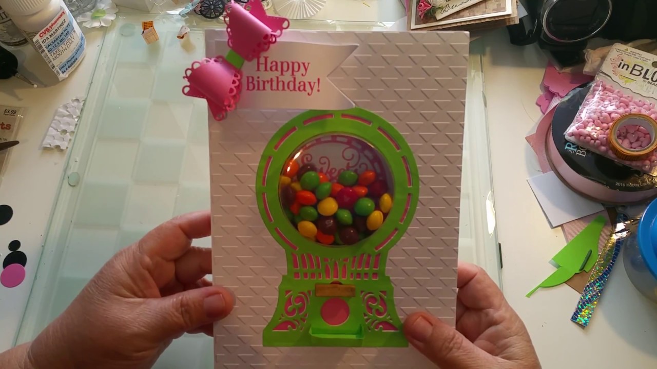 Working candy machine birthday card