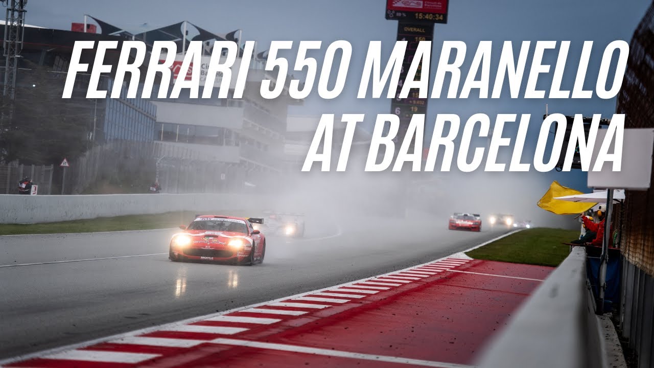 Ferrari 550 Maranello Prodrive: Rain Masterclass at Barcelona. Amazing V12 noise and footwork
