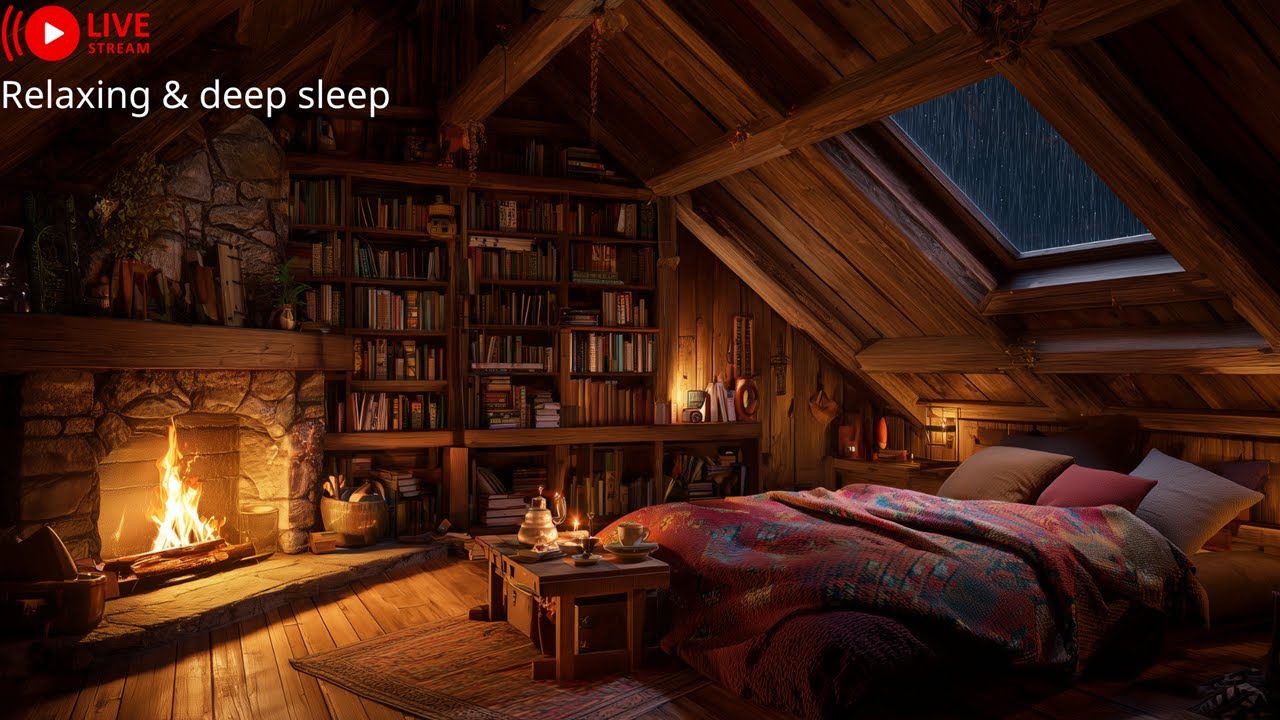 Relaxing Blizzard with Fireplace Crackling / Deep Sleep, fall Asleep, from Insomnia, Sleep Better