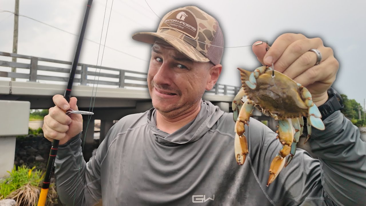 I put a WHOLE CRAB on a HOOK and Casted Under this BRIDGE (Bad Idea)