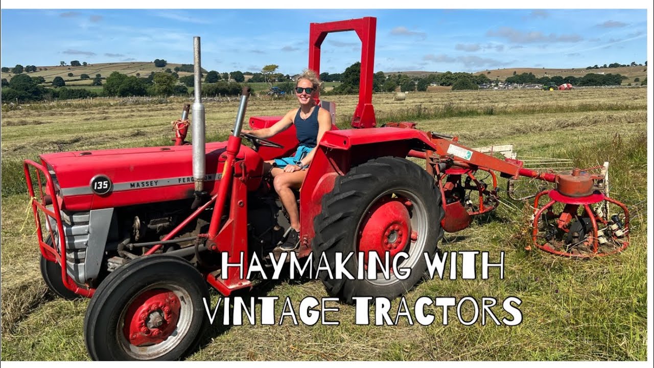 VINTAGE TRACTORS AT WORK - HAYMAKING