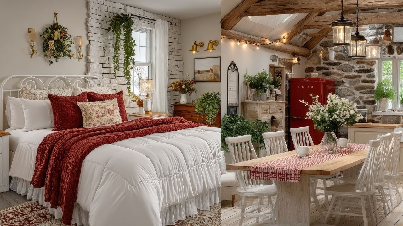 Экскурсия по коттеджу «Идеальный красно-белый» на английском языке | Романтичный, безмятежный и о...