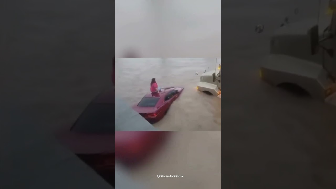 Trailero mexicano rescata a mujer atrapada en inundación en Texas