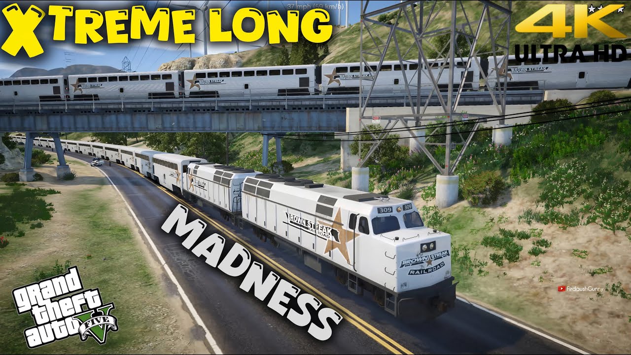 Unstoppable Brown Streak Train vs Army Chaos in GTA V with Additional Train Routes