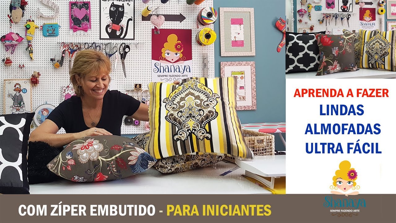Almofada com zíper embutido fácil e rápida - Para iniciantes