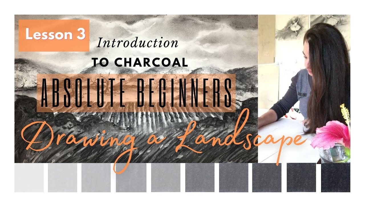 Drawing a landscape using willow charcoal | Introduction to charcoal for absolute beginners Lesson 3