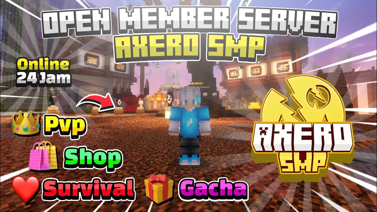 Open Member server Mcpe & Java versi 1.21.131+ official di AXERO MC | RPG & Survival Economy