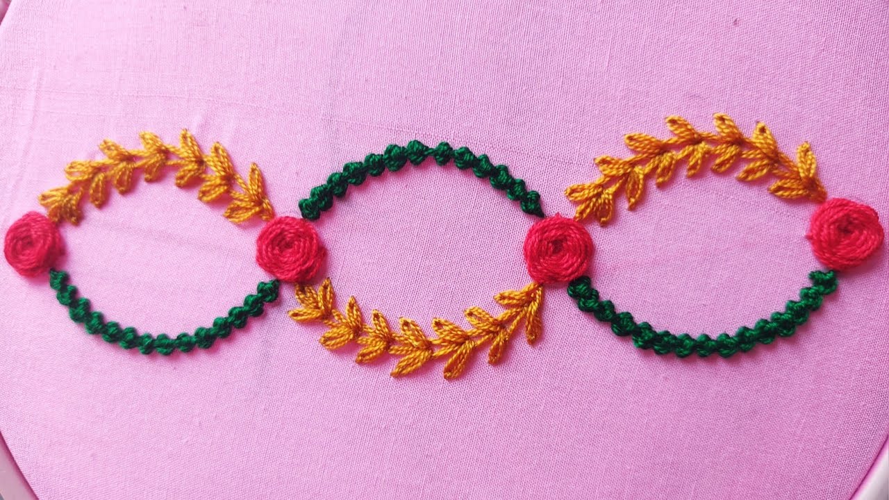Gorgeous Borderline Embroidery Design || Hand Border Embroidery Tutorial for Beginners