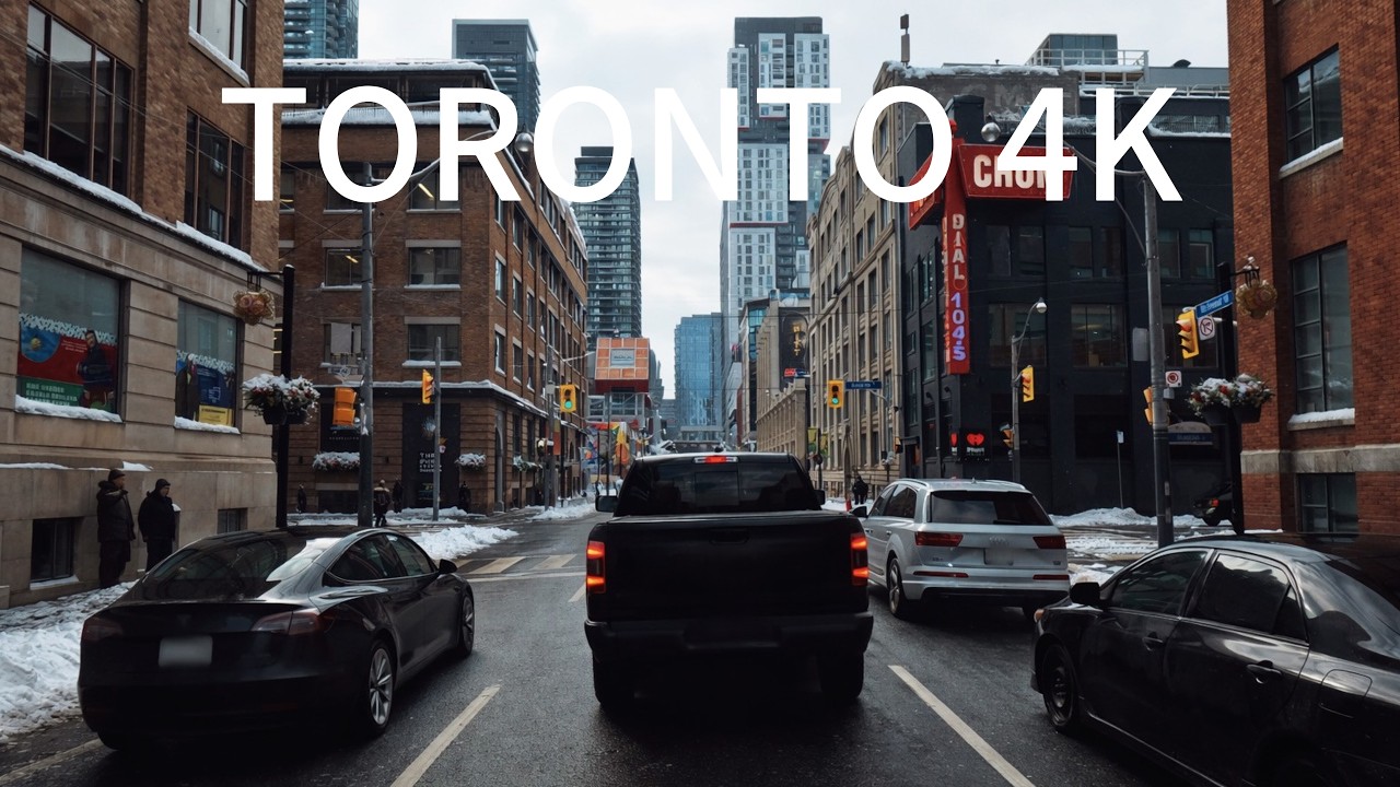 Driving Downtown - Skyscraper District - Toronto 4K