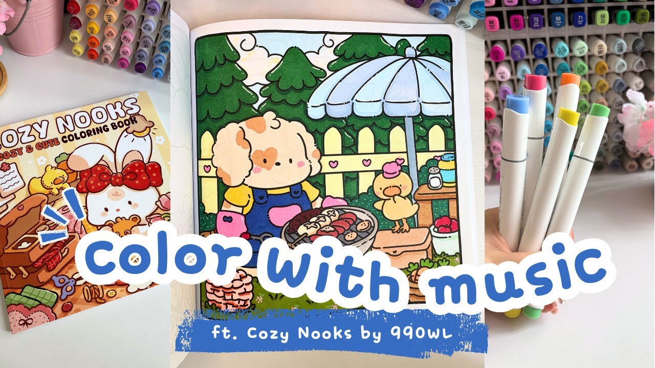 Color With Me 🥔 ‘Cozy Nooks’ Coloring Book 🥔 Positive Vibes Music
