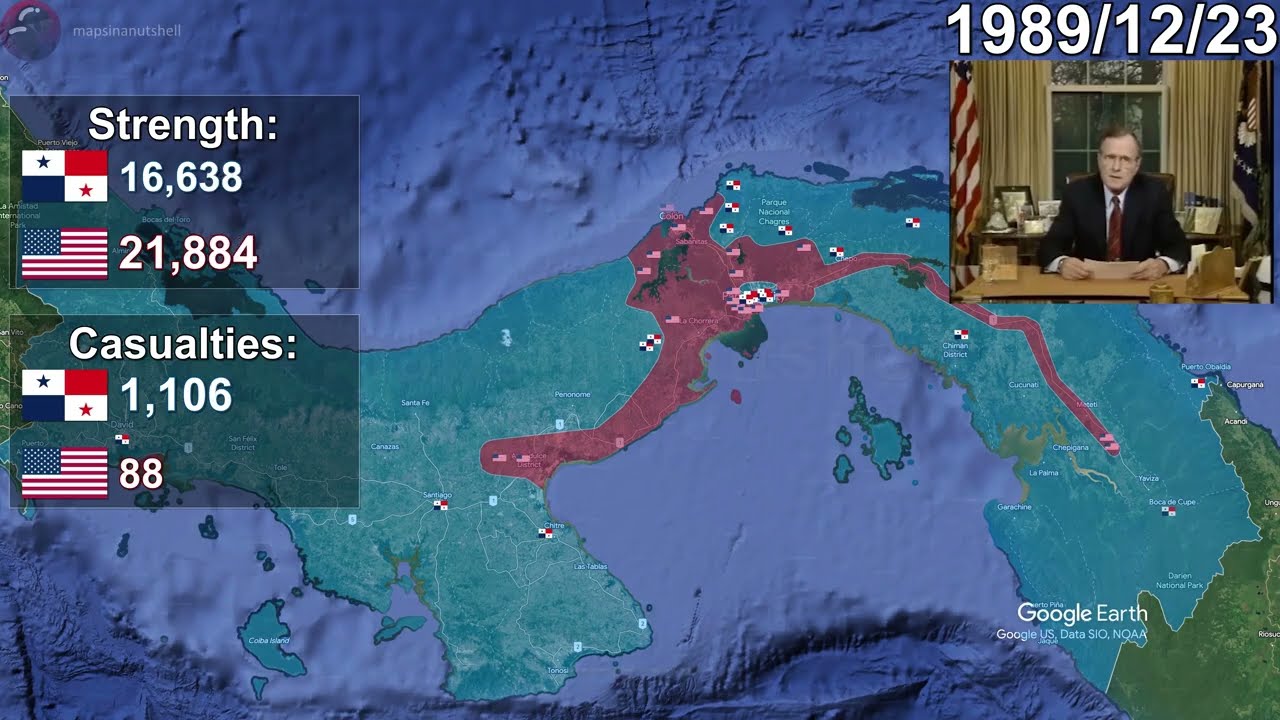U.S. Invasion of Panama in 45 seconds using Google Earth