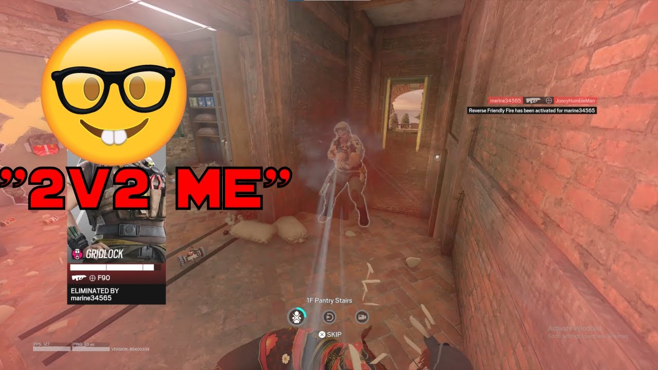 Living Nerd Emoji Teamkills After Losing 5hp and Begs For 2v2 + 0 Luck comp - Siege Moments #49