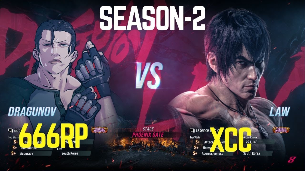 Tekken 8 Season 2 - 666RP (Dragunov) vs XCC (Law) - Top Dragunov gameplay